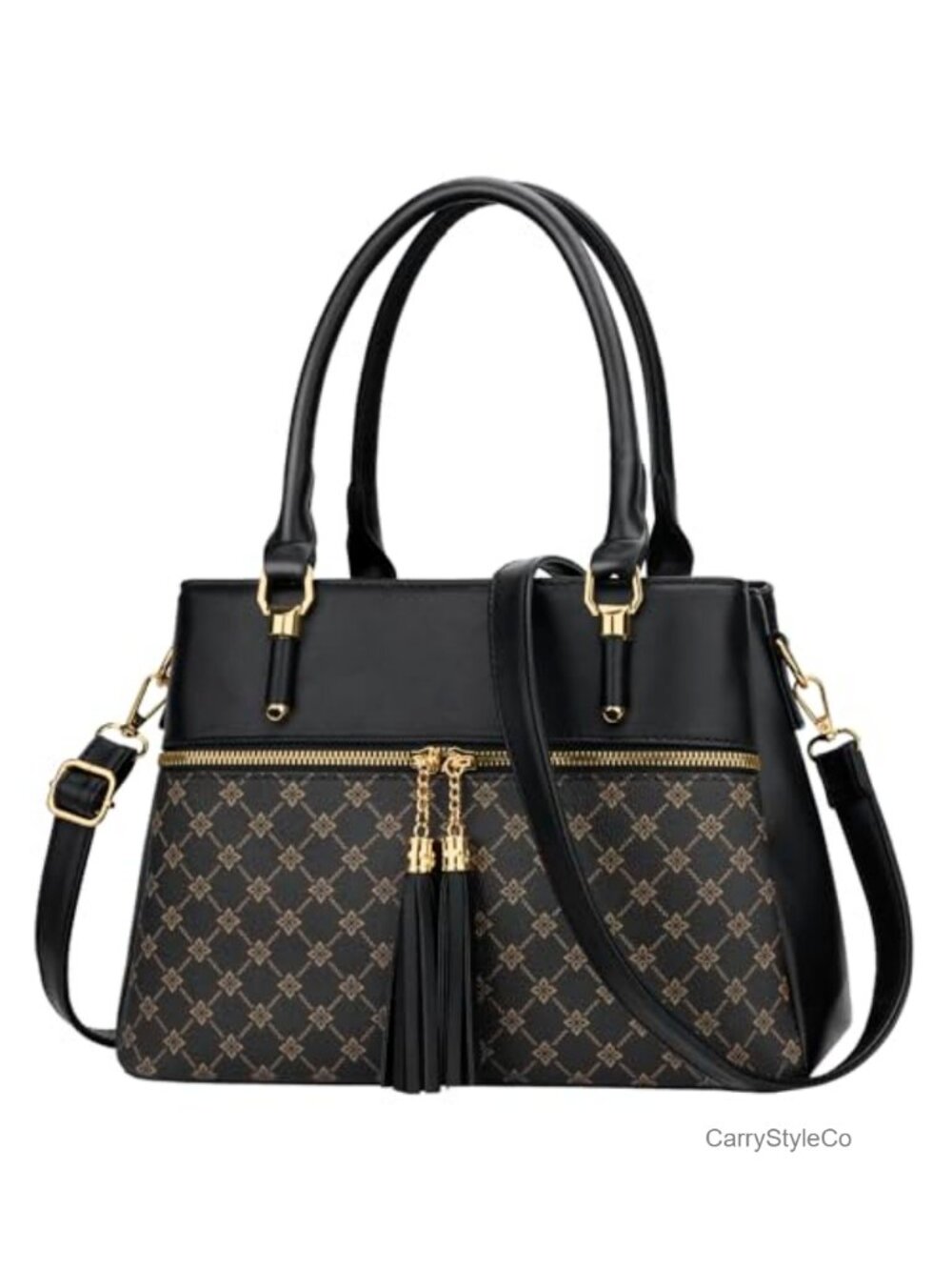 Women's PU Leather Satchel Handbag, 3 Compartments, Crossbody Purse
